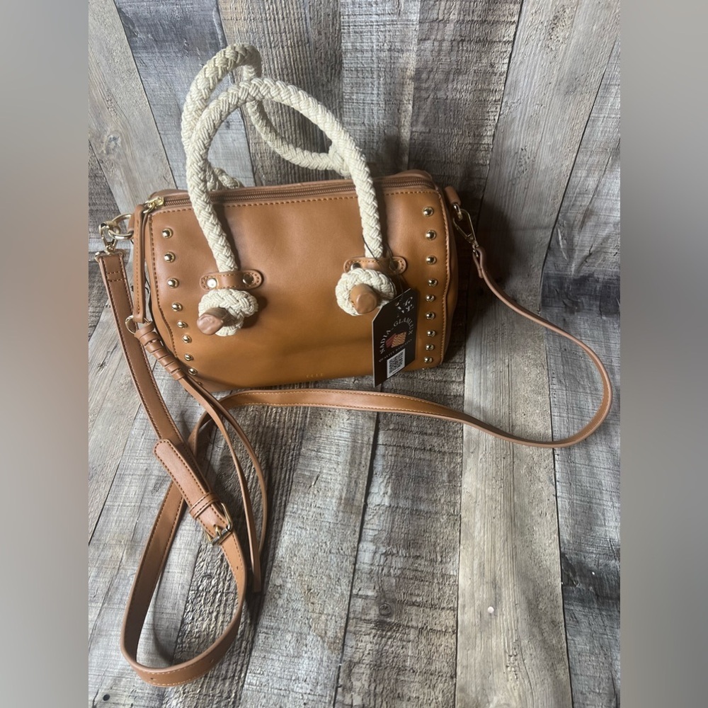 ELLE Small Satchel Vegan Leather Brown crossbody Handbag